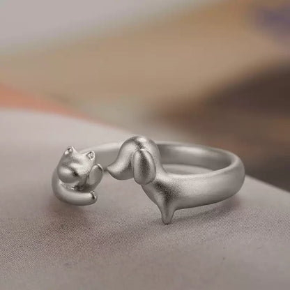 UNYI Cat & Dog Open Ring – Pure Silver